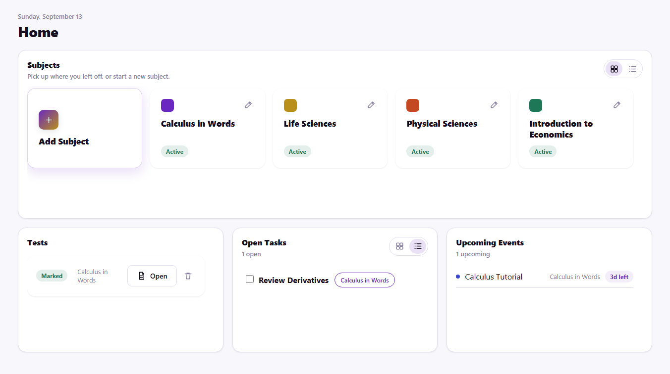 Home dashboard workspace preview